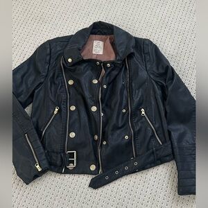 Free People We The Free Vegan Leather jacket with gold hardware- Size M